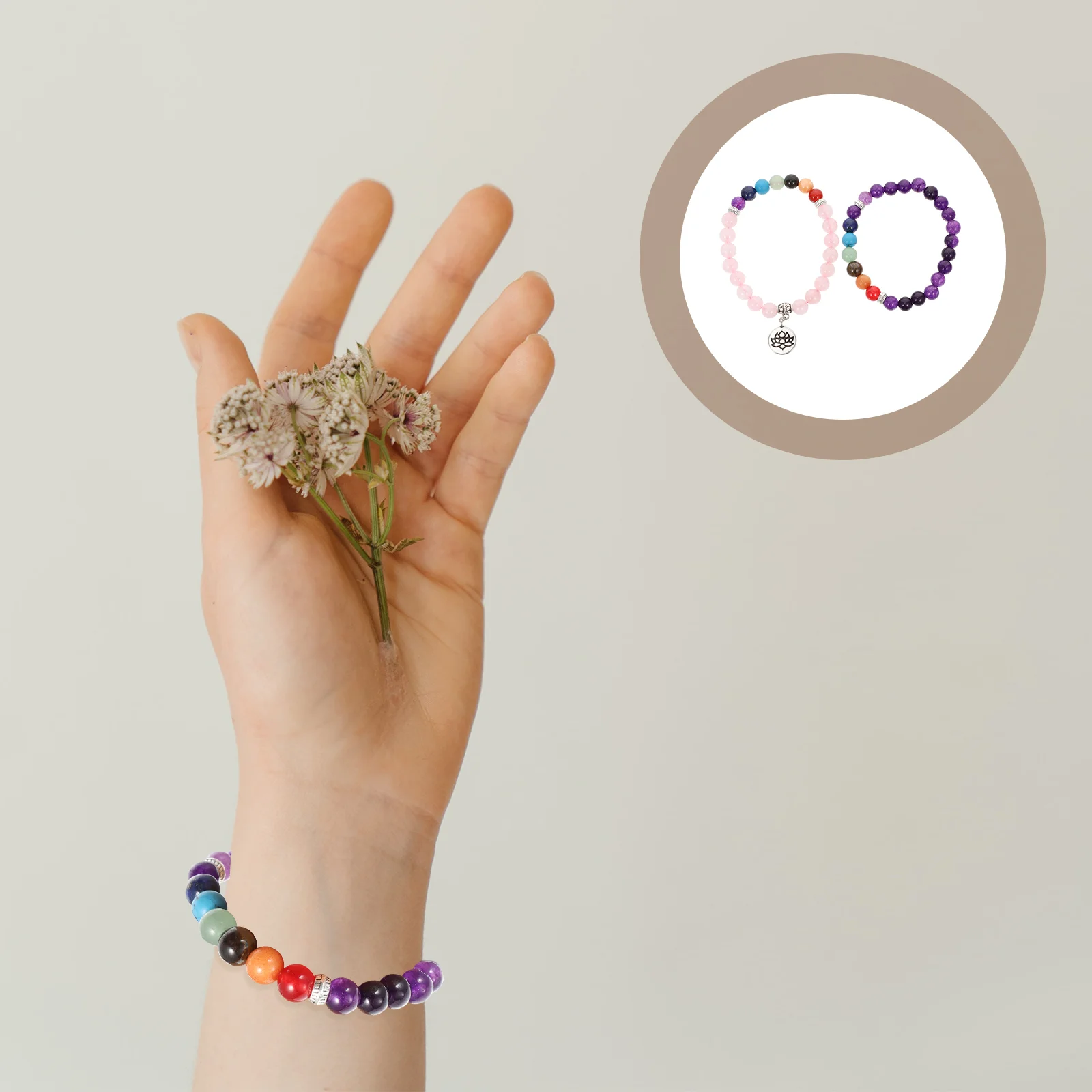 

2pcs Yoga Bracelets Seven Chakras Decorations Energy Bracelets (Assorted Color)
