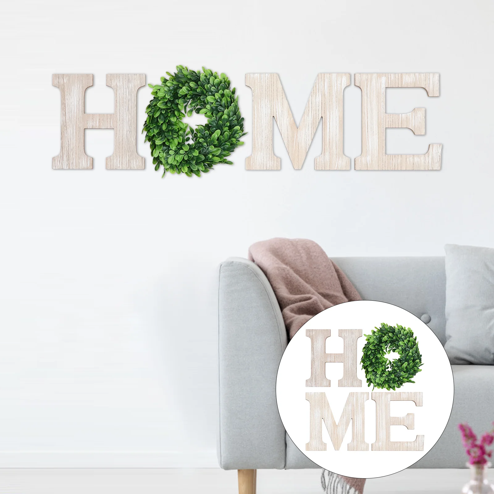 

Flower Garland Farmhouse Ornament Pendant Wooden Front Door Sign Plastic Hanging Home Wall