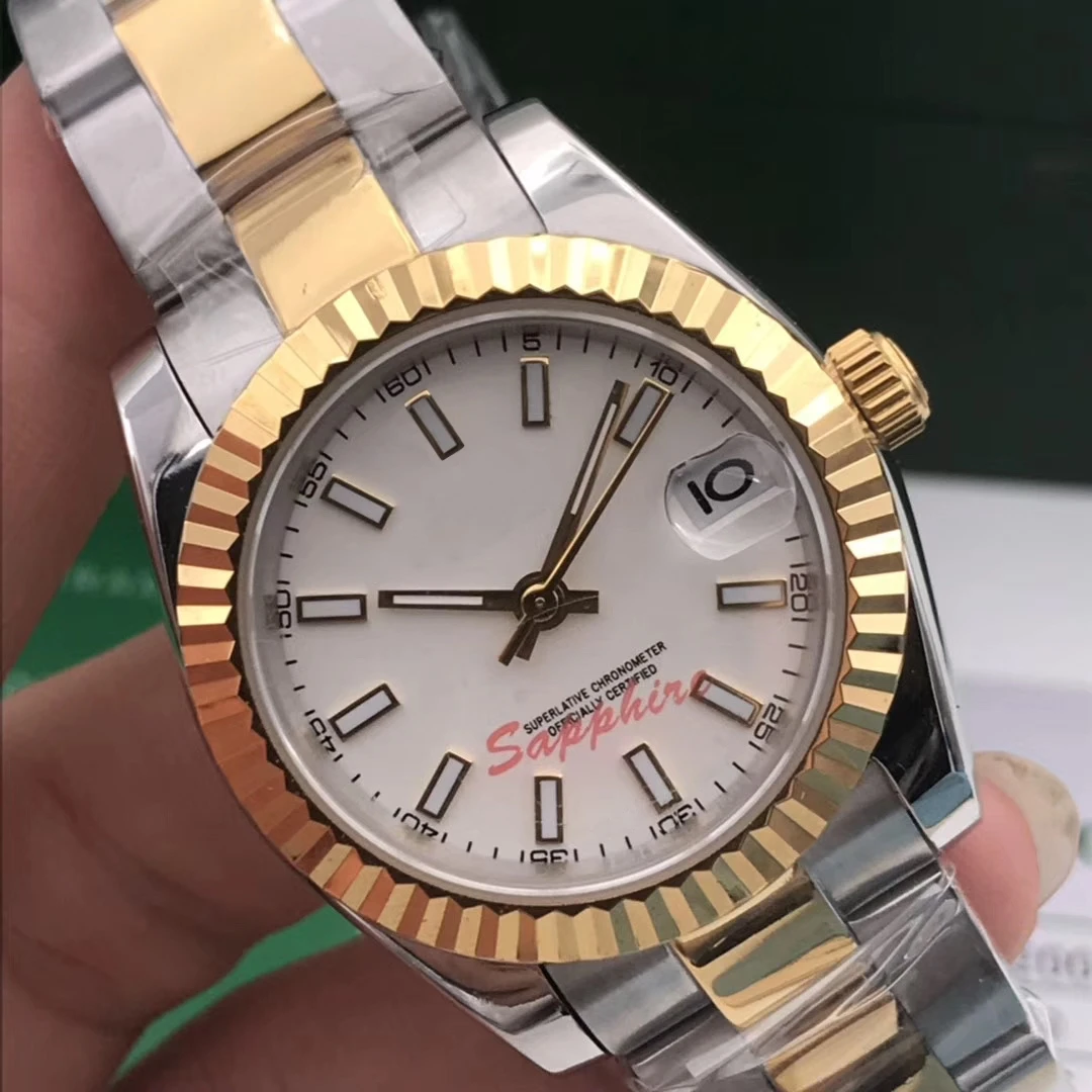 

women mechanical watch automatic Yellow Gold Black Rome