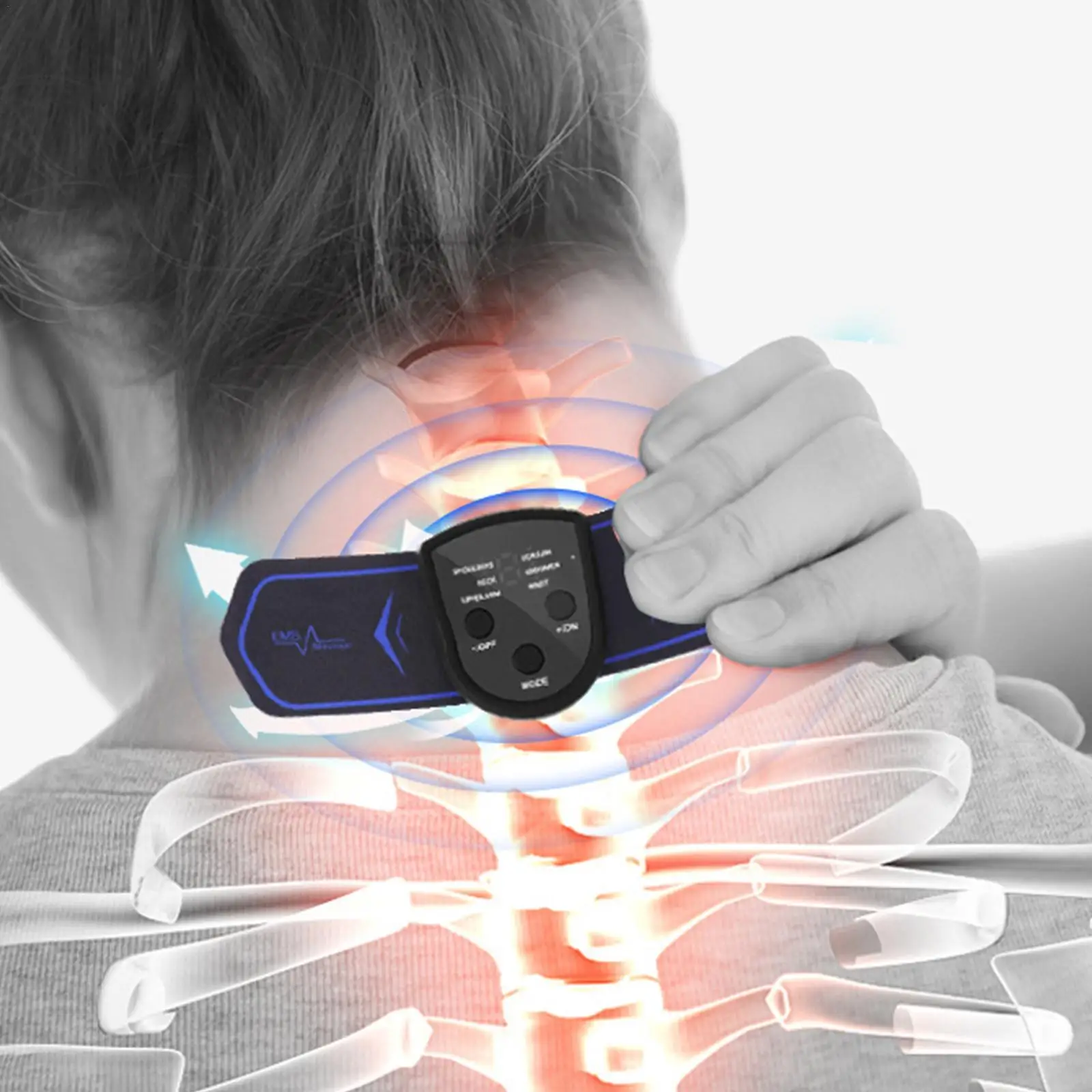 

Mini Electric Neck Back Massager Muscle Stimulator Therapy Pressure Pain Relieve Swollen Cervical Shoulder Remover Home