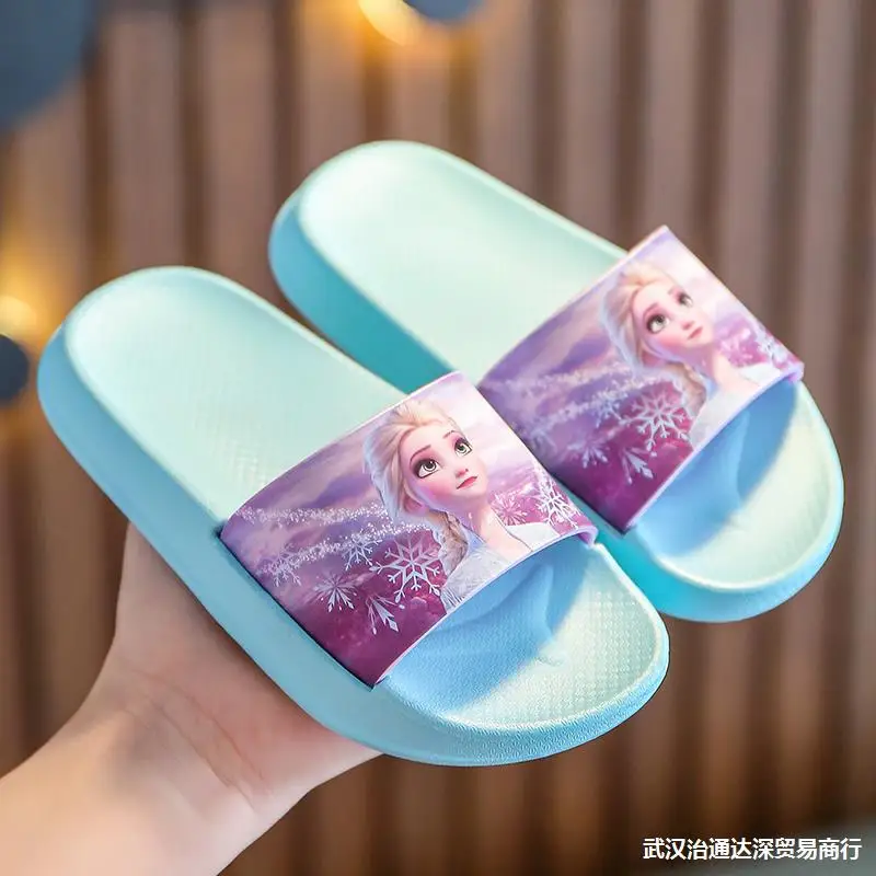 Тапочки детские летние из ЭВА Нескользящие шлепанцы для принцессы/Эльзы тапочки