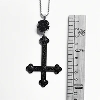 large detailed inverted cross pendant jewel rose necklace tone gothic punk jewellery fashion charm statement women gift