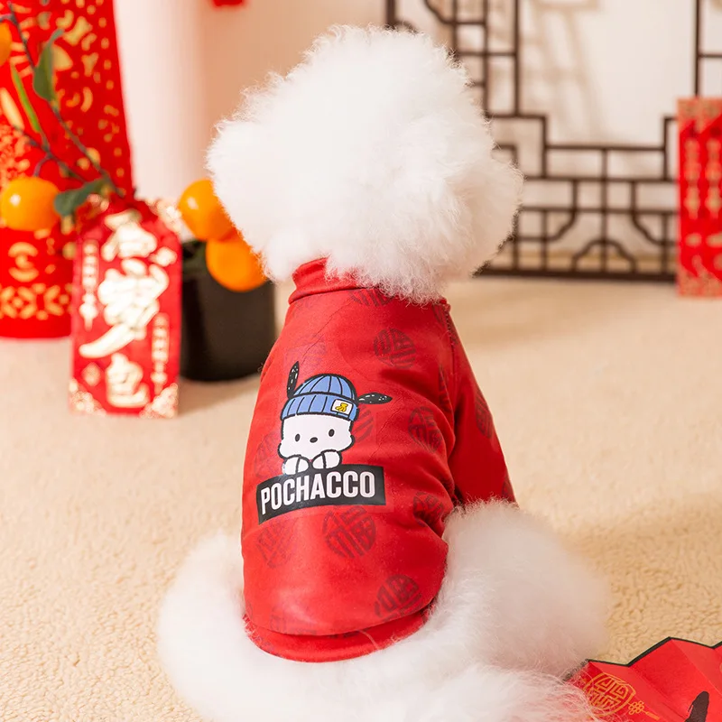 

Sanrio Pochacco Cartoon Pet Clothes Genuine Product Co Branded Anime Celebration Chinese Character Sweater Small Dog Cat Clothes