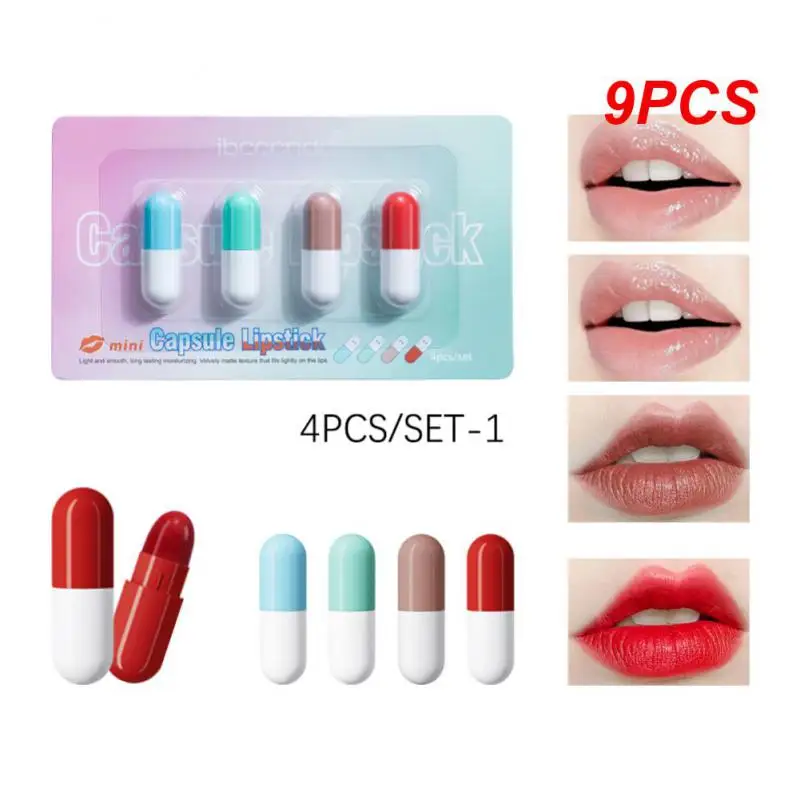 

9 шт. набор капсульных помад, антипригарная чашка, водостойкая, не выцветающая мини-помада для губ, помада для макияжа, сексуальный женский красный блеск для губ, макияж