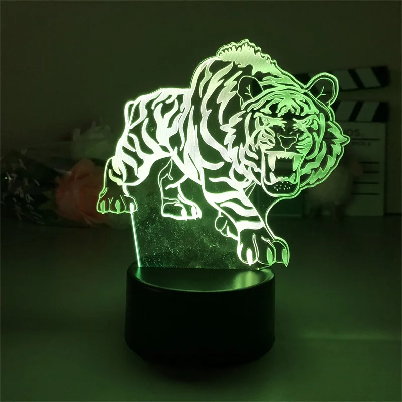 

White Tiger Led Night Lamp Alarm Clock Base Light Teenagers Dropship Directly Supply Desk Living Room Color Changing Decor