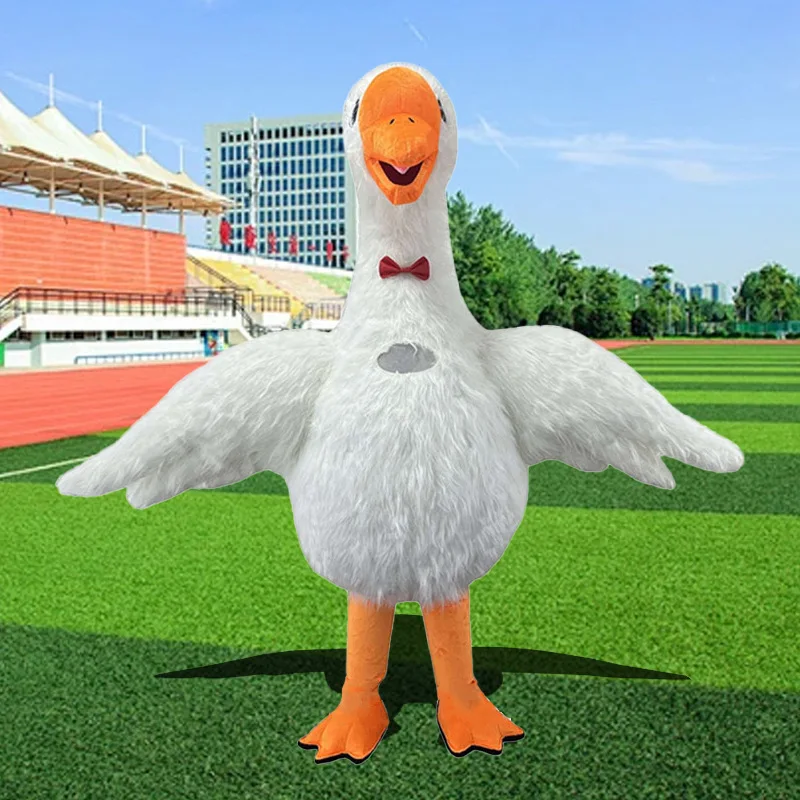 Надувной костюм талисмана белого лебедя для взрослых пушистый гуся развлечений