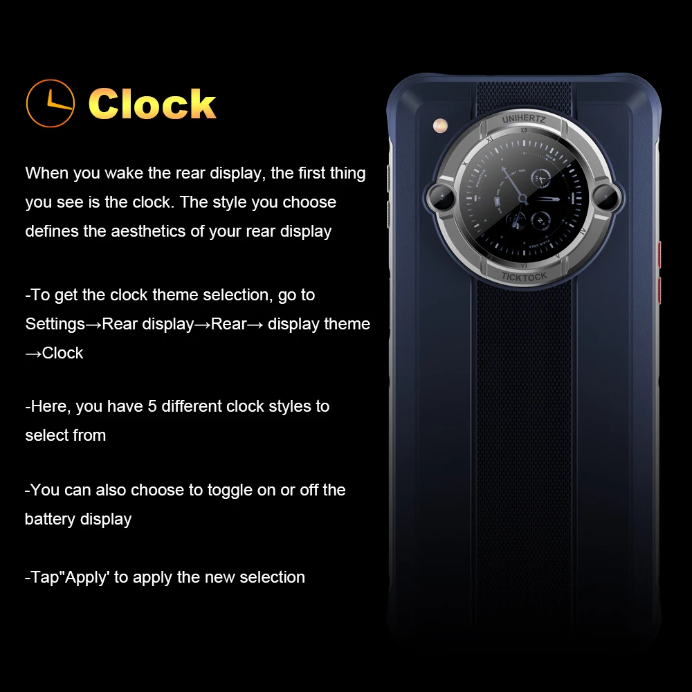 Unihertz Tick Tock E Phones Smartphones Android 12 Dual Screen Cellphone Music Watch Alarm Clock Incoming Call Mobile Phones