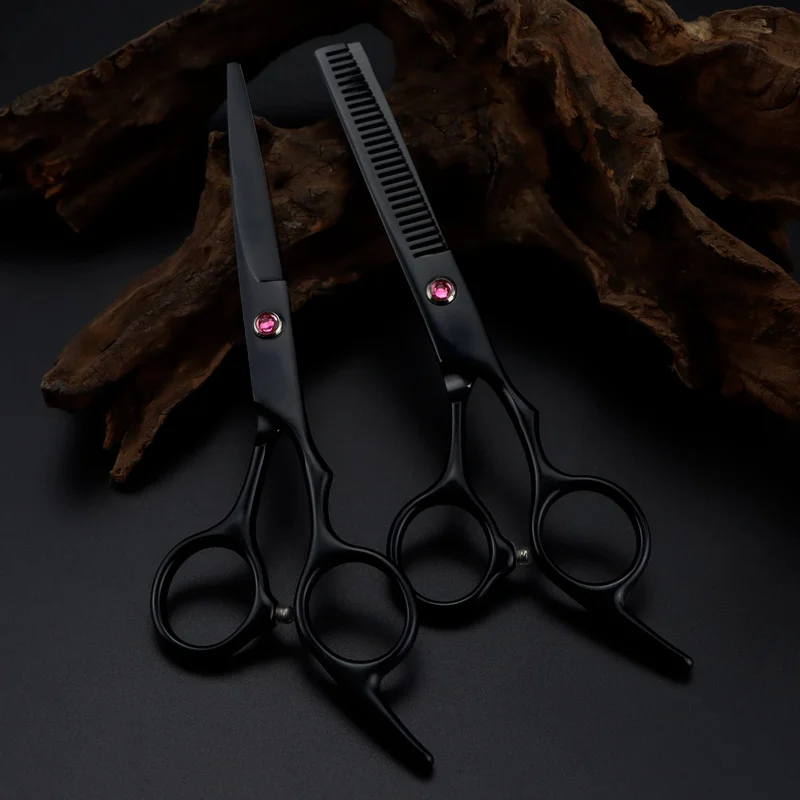

6.0 inch black New Professional Hairdressers Hair Scissors Japan 440C Barber Big Cutting Scissors Thinning Shears Hair Clipper