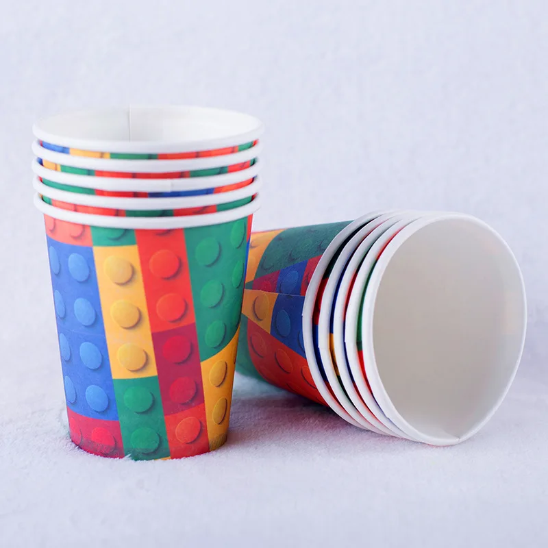 

Children's Game Blocks Paper Cups Birthday Party Supplies Disposable Birthday Cutlery for Birthday Party Decoration