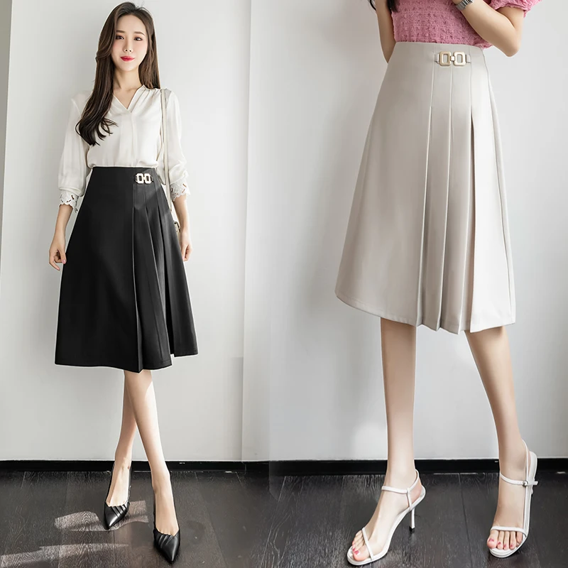

Chiffon A-LINE Women's Skirt New Fashion Solid Color Summer Casual Slim Female Clothes