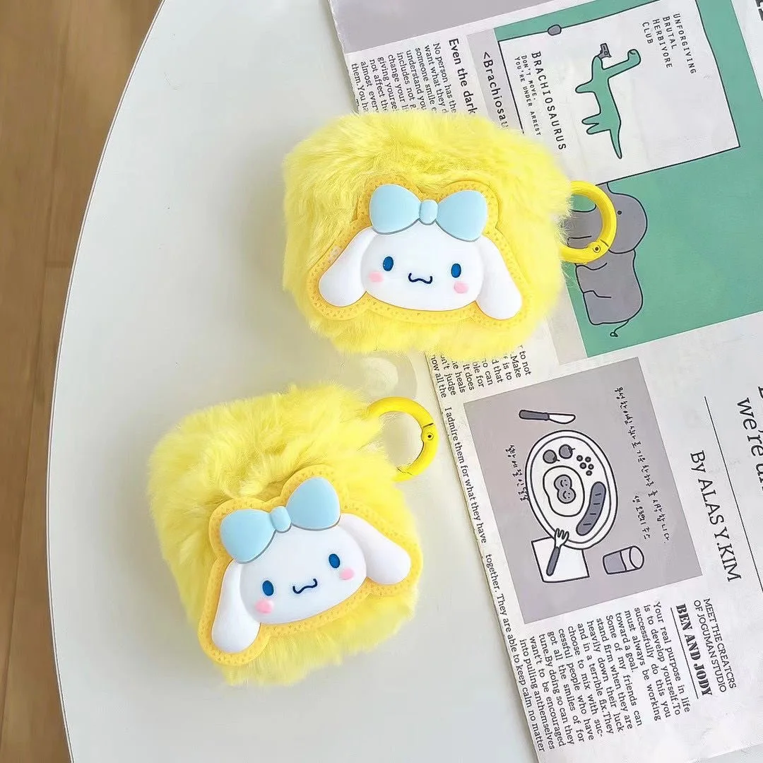 

Sanrio Cinnamoroll Yellow Plush Earphones Case for Apple AirPods Air Pods 1 Pro 2 3 Protective Cover Box