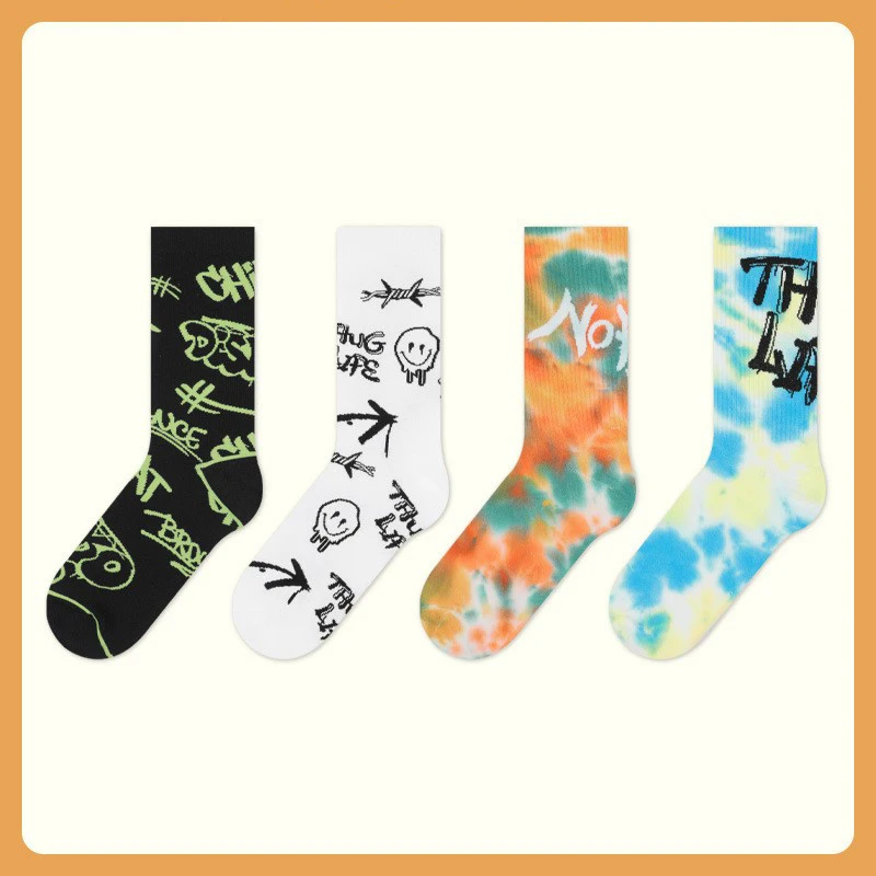 5 Pairs of Men's and women's socks personality socks Art graffiti series pair socks men's and women's socks