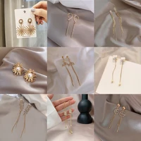 2022 new luxury shiny rhinestone tassel drop earrings for women boho long dangle earrings wedding bridal party jewelry gifts