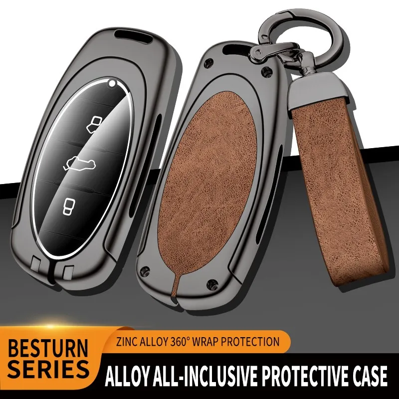 

2023 New Zinc Alloy+Leather+TPU Car Remote Key Bag Key Chain For Bestune B70S NAT M9 E01 T99 T33 T55 T77 Accessories