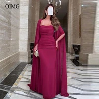 oimg fuschia chiffon mermaid evening dresses with long jacket sweetheart saudi arabic women formal party prom dress plus size