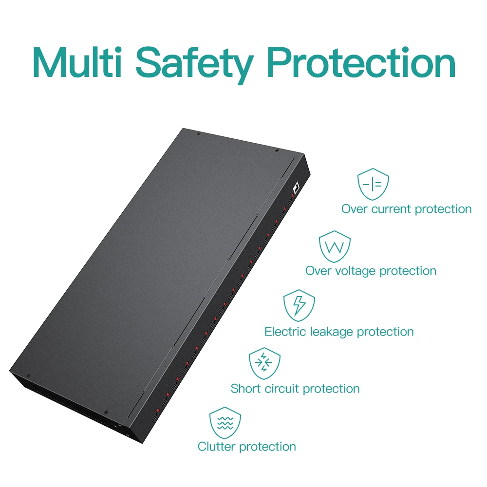 Фото A165C Промышленный USB 2.0 хаб на 16 портов для монтажа в DIN-рейку, металлический, 480 Мбит/с, 400 Вт, с общим доступом к зарядке USB №4