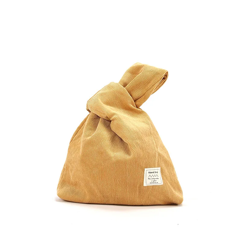 

Hefeng Wrist Bag Fabric Corduroy Literature Retro Knot Wrist Bag Mobile Phone Change Wallet Women's Handbag