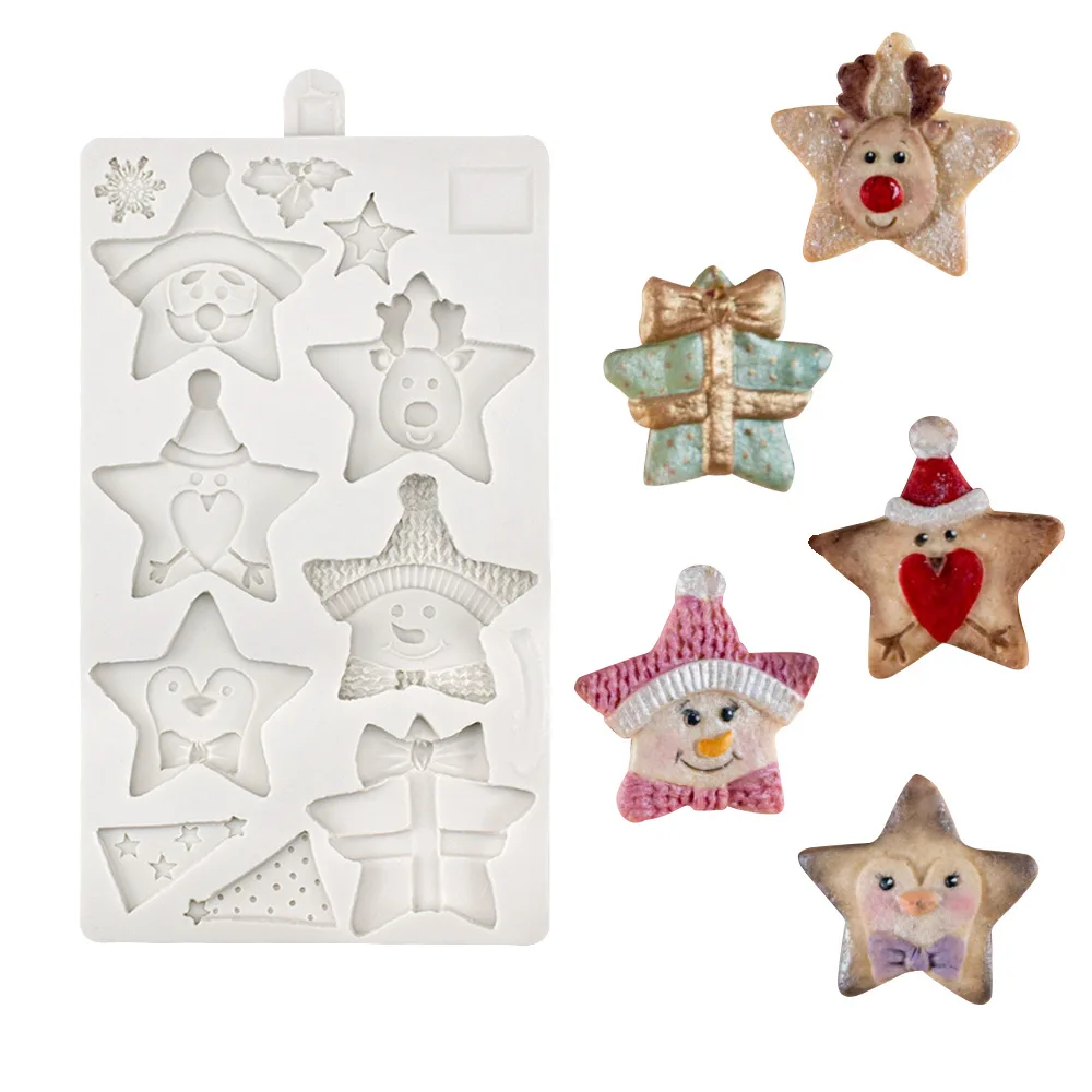 

Christmas Elk Star Fondant Silicone Mold DIY Chocolate Cake Baking Tool Cake Mould Silicone Molds for Baking