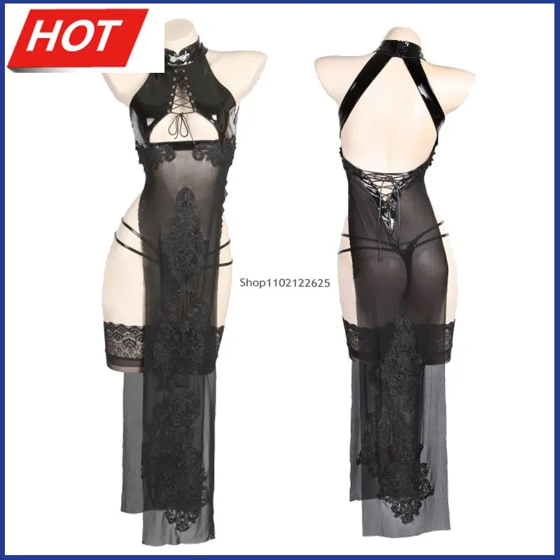 

Игровой костюм NieR Automata 2B для косплея, популярный женский комплект Чонсам из лака, Женский Бандаж с вырезами, Прямая поставка