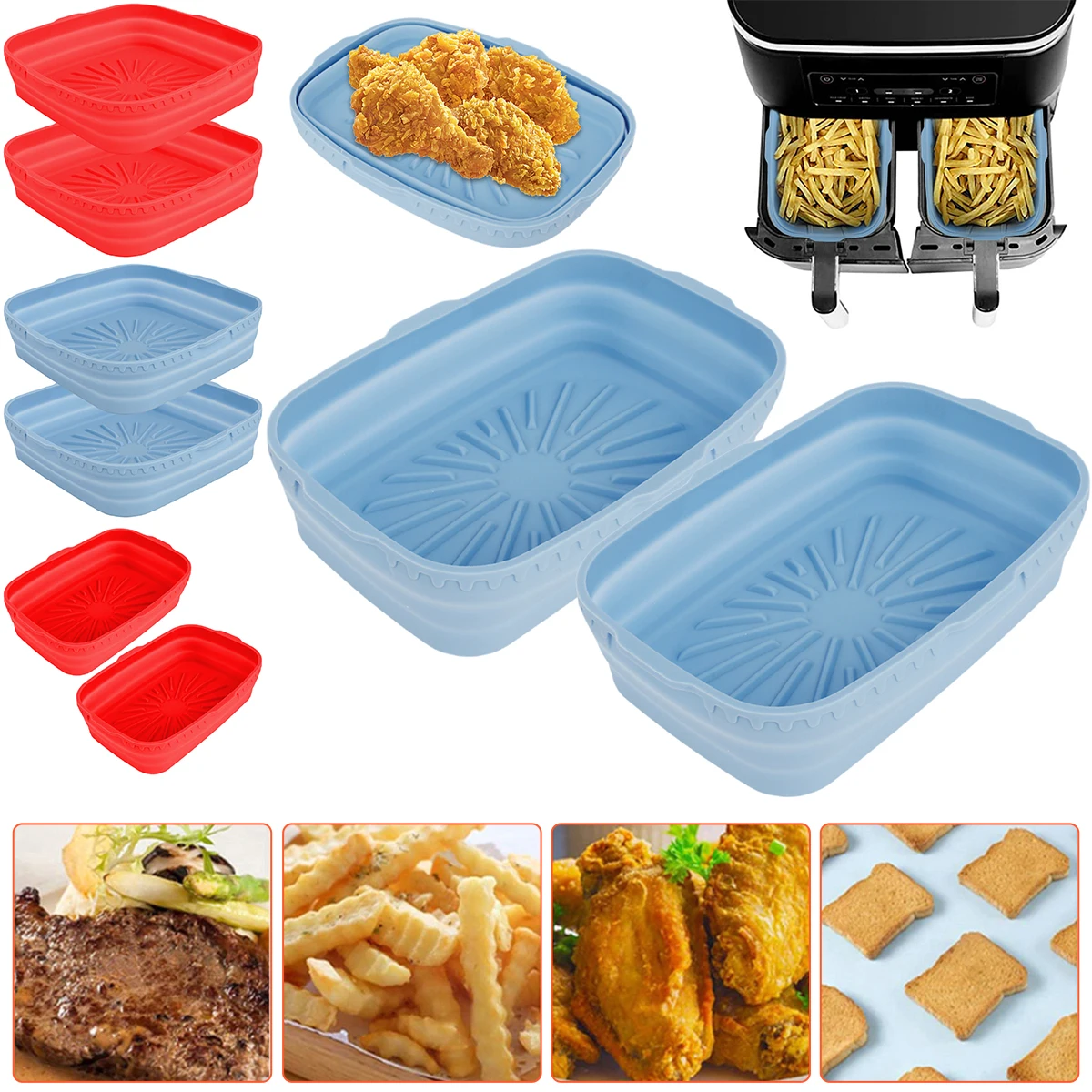 

2 шт., Силиконовая Термостойкая корзина для фритюрницы