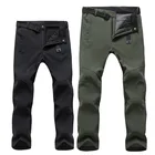 Эластичные водонепроницаемые брюки, мужские повседневные зимние плотные теплые флисовые брюки с акулой кожей, Мужская ветровка, спортивные брюки, мужские тактические брюки