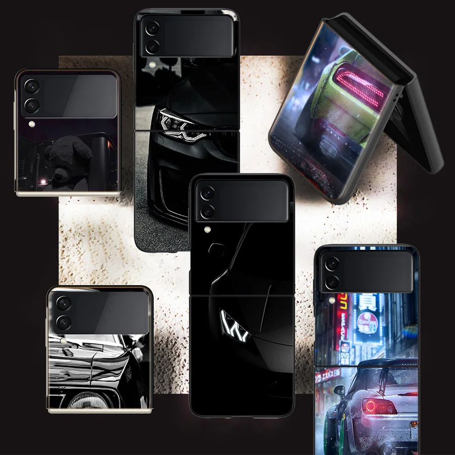 

Cool Sports car Phone Case For Fundas Samsung Galaxy Z Flip Flip3 Back Hard Capa for Z Flip 4 5G Coque