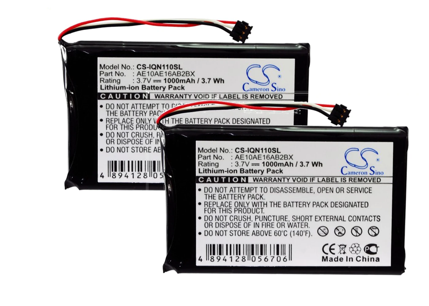 

Аккумулятор 1000 мА для Garmin Nuvi 1100, Nuvi 1100LM AE10AE16AB2BX, 2 упаковки