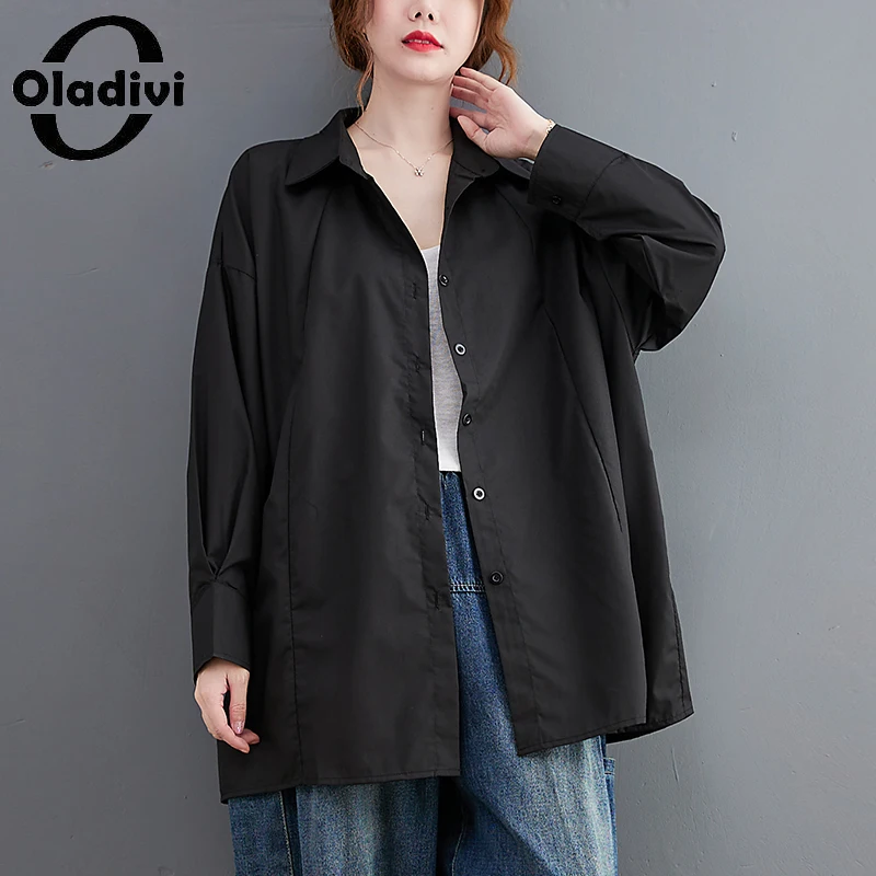

Oladivi Women Oversized Clothing 2022 Autumn Long Sleeve Blouses Fashion Ladies Solid Color Casual Loose Shirts Tops Blusas 9319