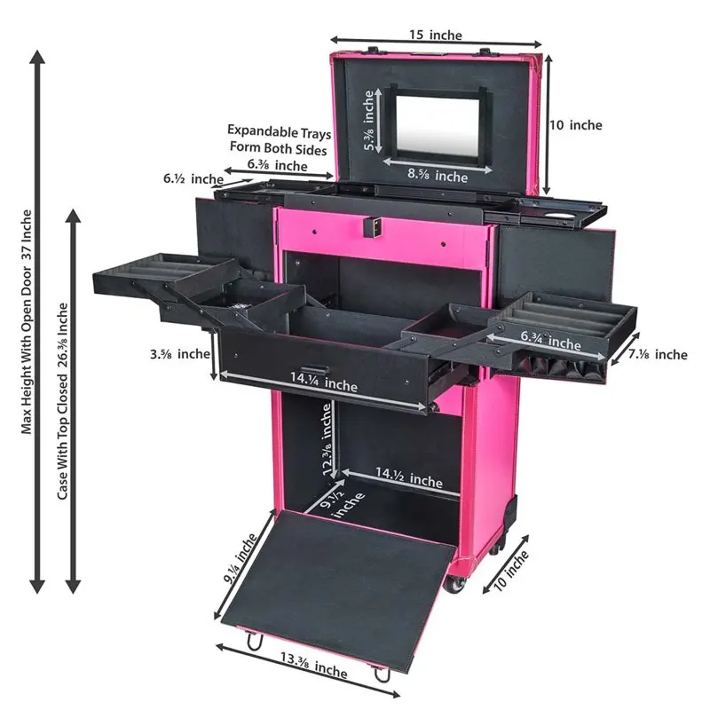 REBEL Series â Pro Makeup Artists Multifunction Cosmetics Trolley Train Case â Large - Knight