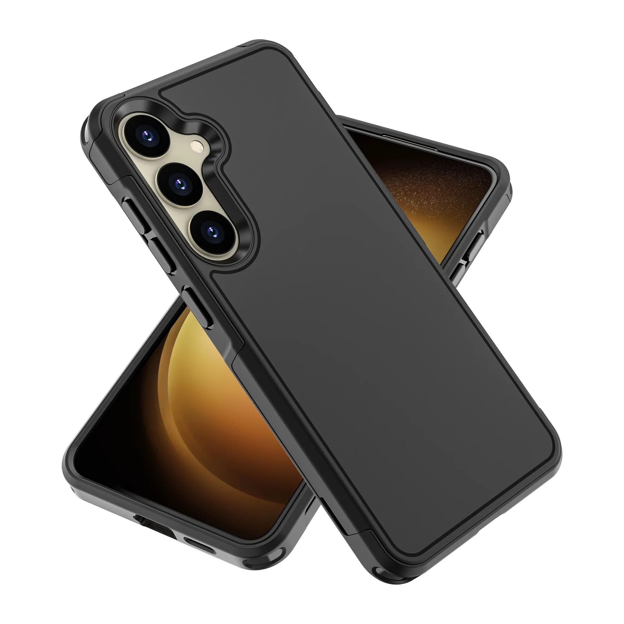 Жесткий черный чехол с точными вырезами для Samsung Galaxy S24 Ultra Plus устойчивый к ударам 2