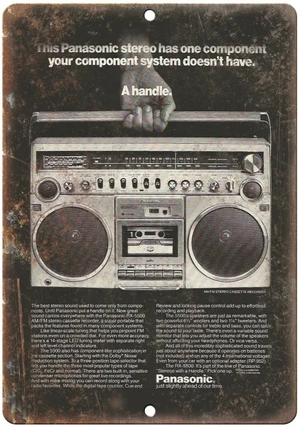 

Panasonic Boombox Ghetto Blaster Retro Tin Sign Nostalgic Ornament Metal Poster Garage Art Deco Bar Cafe Shop
