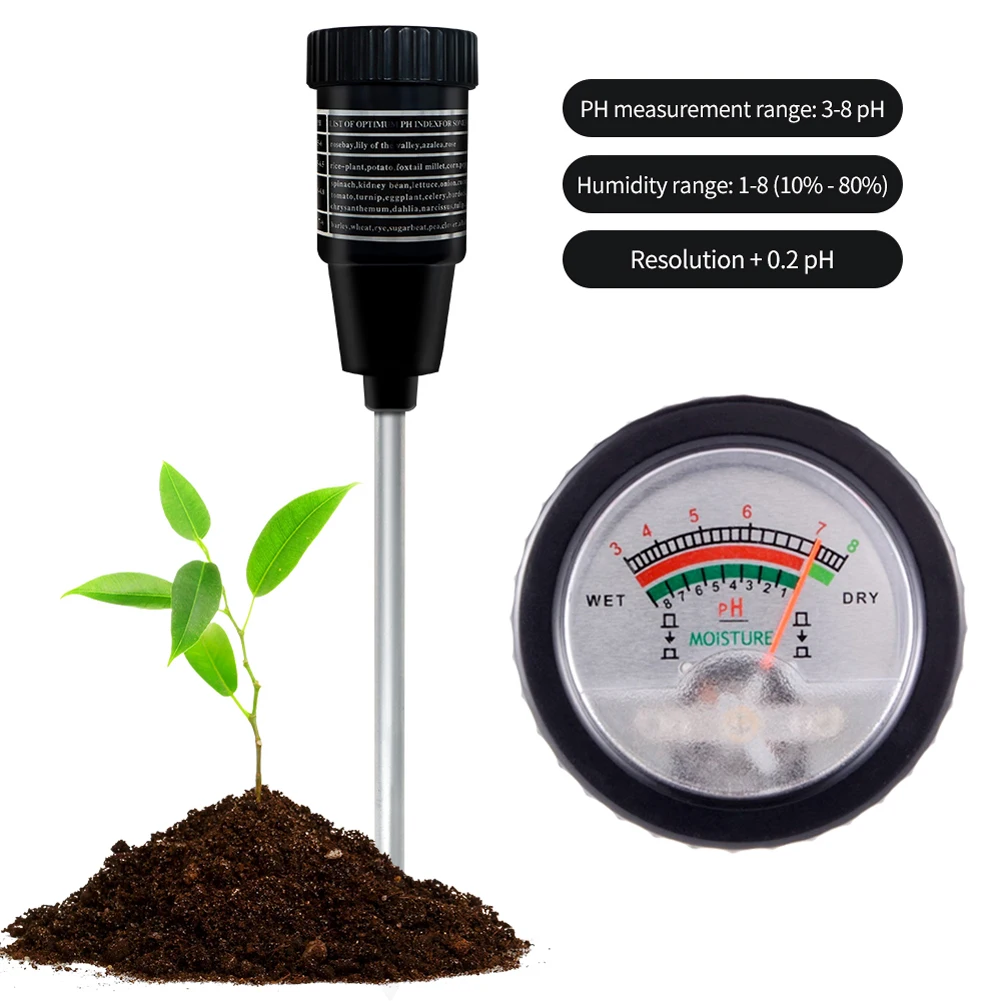 

2in1 Soil Moistures and PH Tester Acidity Humidity Meter Garden Soil Analyzer Greenhouse Potted Crops Planting Cultivating Tool