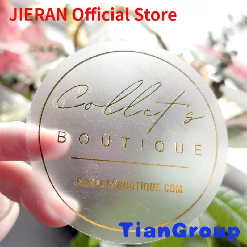 

Customized printing hot stamping gold foil clear vinyl logo label Stickers packaging transparent stickers