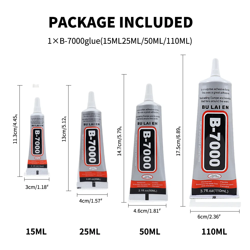 

BULAIEN B-7000 15/25/50/110ML Clear Contact Phone Repair Glue Universal Glass Plastic DIY Adhesive With Precision Applicator