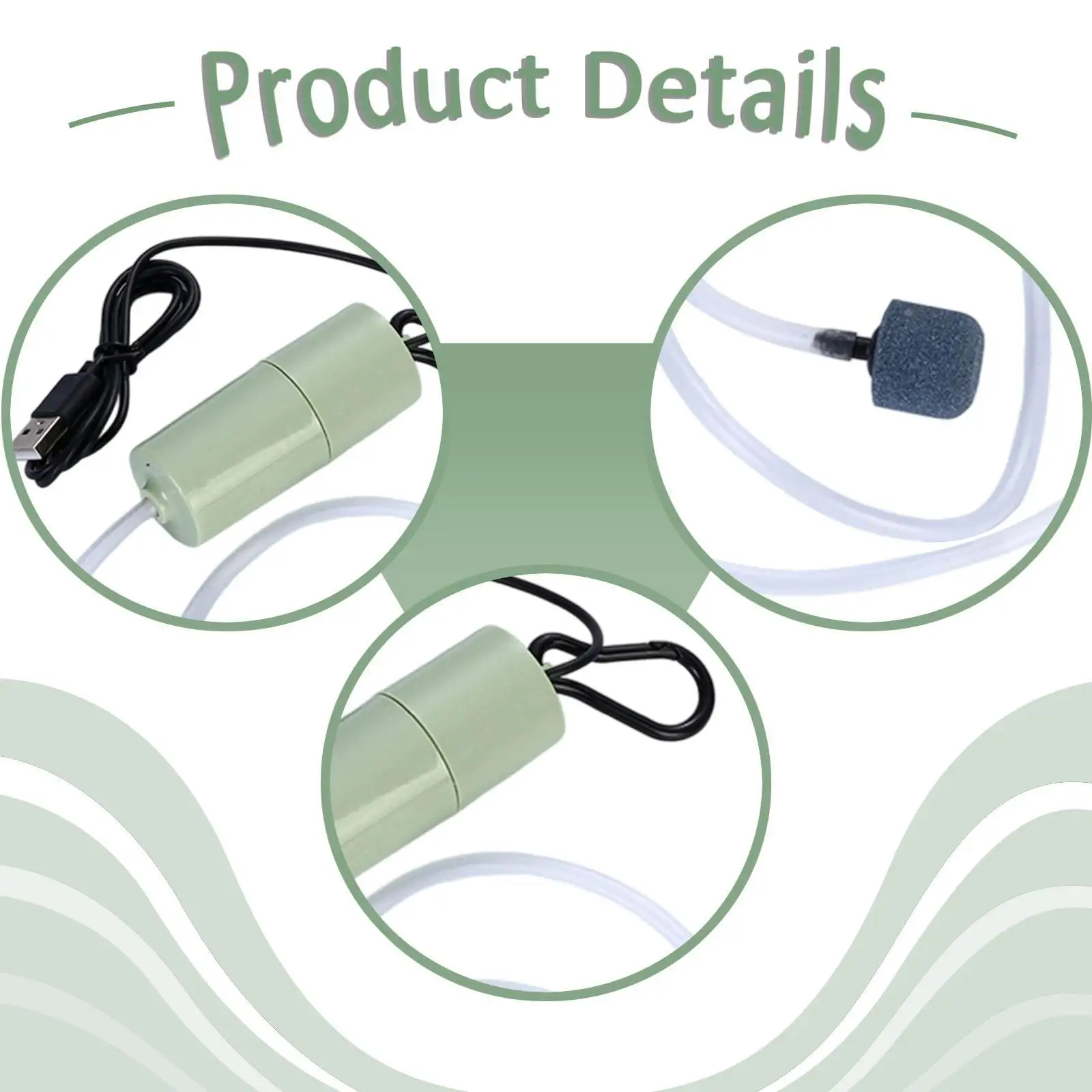 Фото Мини USB-насос для аквариума, бесшумный аэратор, комплект для насыщения воды кислородом, оборудование для аквариумов №2
