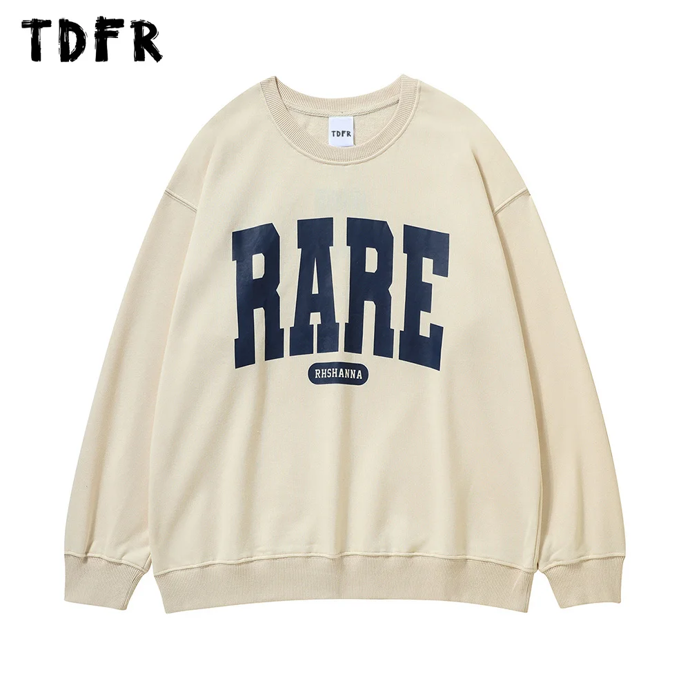 

Letter Print Sweatshirts Mens Autumn Winter Amekaji Loose Crew Neck Long Sleeve Sweatshirts Men