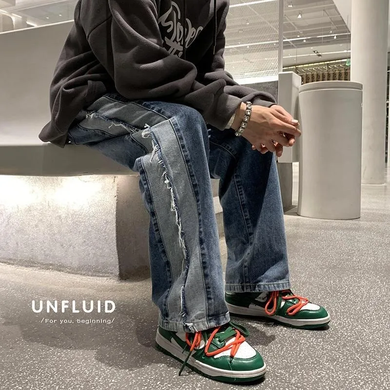 

Мужские джинсы с широкими штанинами, прямые брюки в стиле High Street