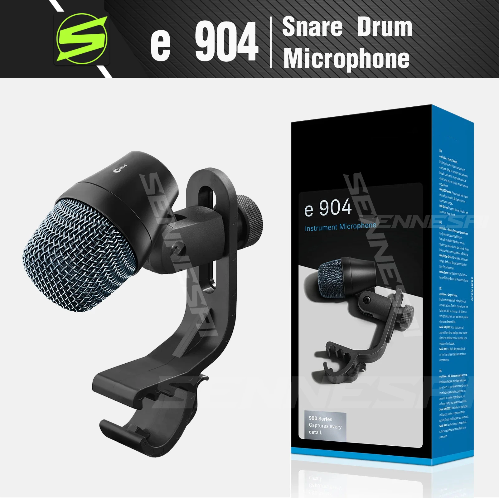 

SENNESAI Hot Selling！E904 Tom Snare Drum Microphone e904 (Metal)，Evolution Series Cardioid Instrument Mic With Clip Arm Mount