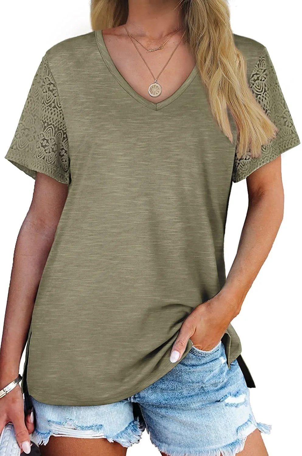 

Wihall women's Top Casual Short Sleeve V-neck T-shirt