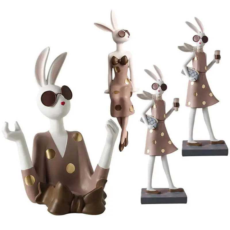

Resin Bunny Figurine Indoor Rabbit Statue Modern Bunny Statues Tall Resin Rabbit Statue Rabbit Figurines Housewarming Gift