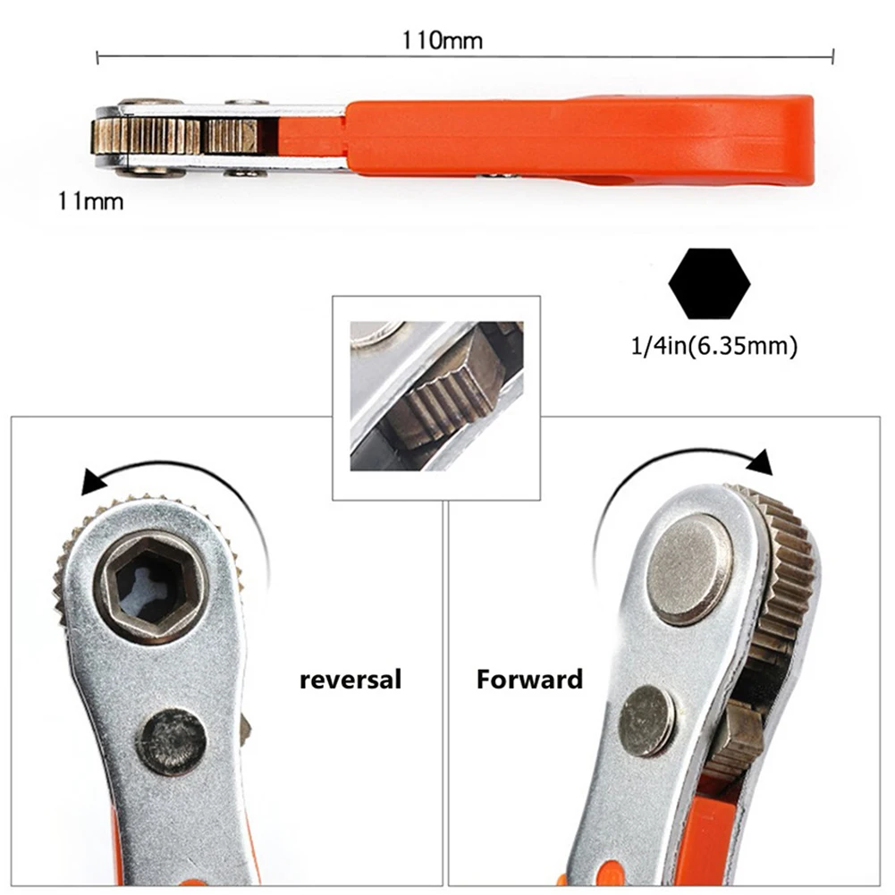

1/4in Hexagon Ratchet Torx Socket Spanner Quick Release Batch Head Set Screwdriver For Motorcycle Machine Hand Repair Tools