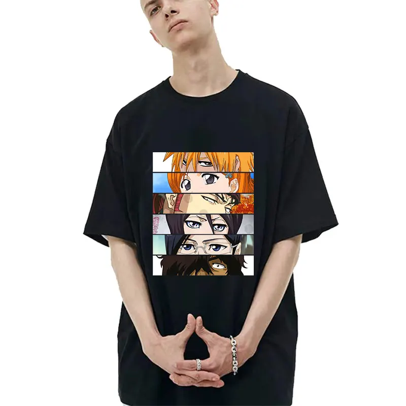 

Anime Bleach Kurosaki Ichigo Fashion Print Tshirt Men Women Loose Casual Cotton T Shirts Couple Hip Hop Trend Tee Mens T-shirt