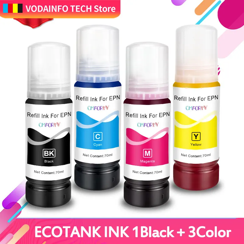 

4 PCS 103 104 105 512 T103 T104 T105 T512 For EcoTank Refill Dye Based Ink Kits For Epson L3150 L3111 L3151 L3110 ET775