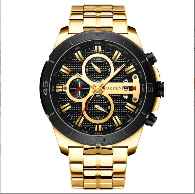 Многофункциональные кварцевые часы с календарем и зеркальным стеклом