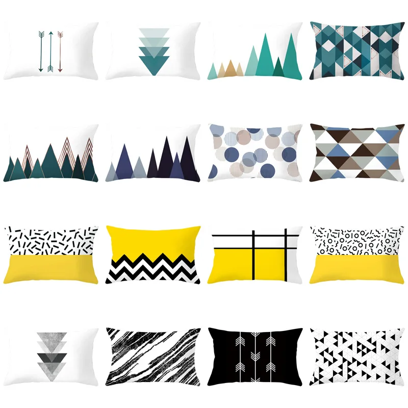 

Geometry Cushion Cover 30x50 Pillowcase Decorative Sofa Cushions Pillowcover Home Decor Black Yellow Pillow Cases