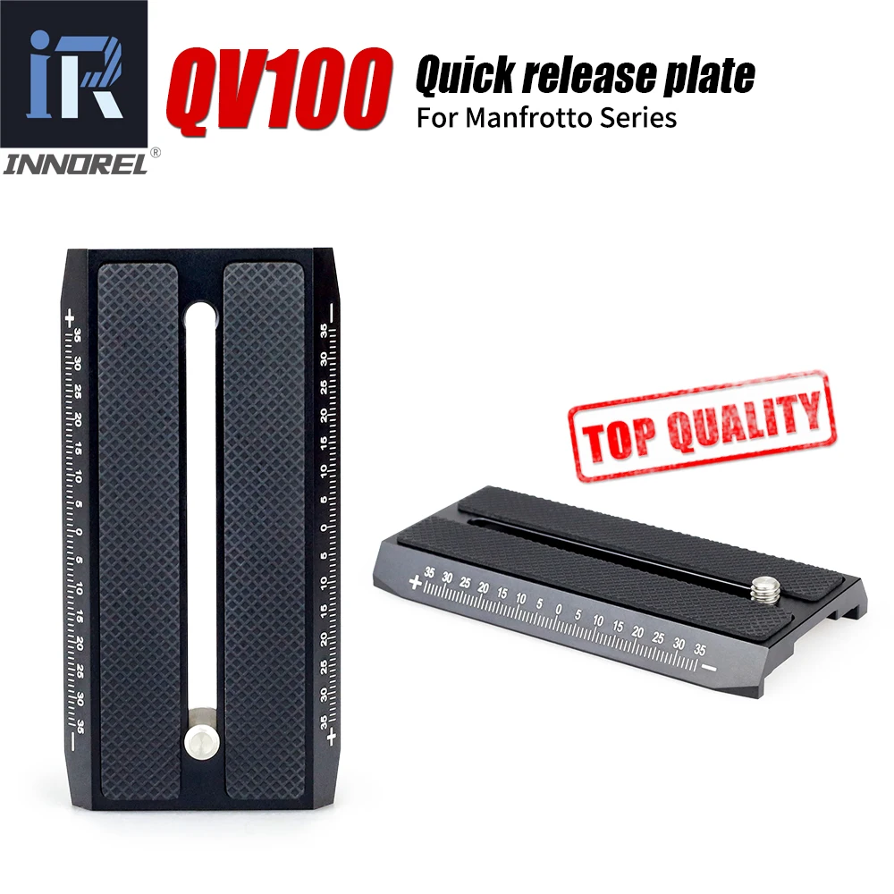 

INNOREL QV100 Quick Release Plate Compatible with Manfrotto Standard Video Fluid Head for Tripod Monopod DSLR Cameras 50mm Width