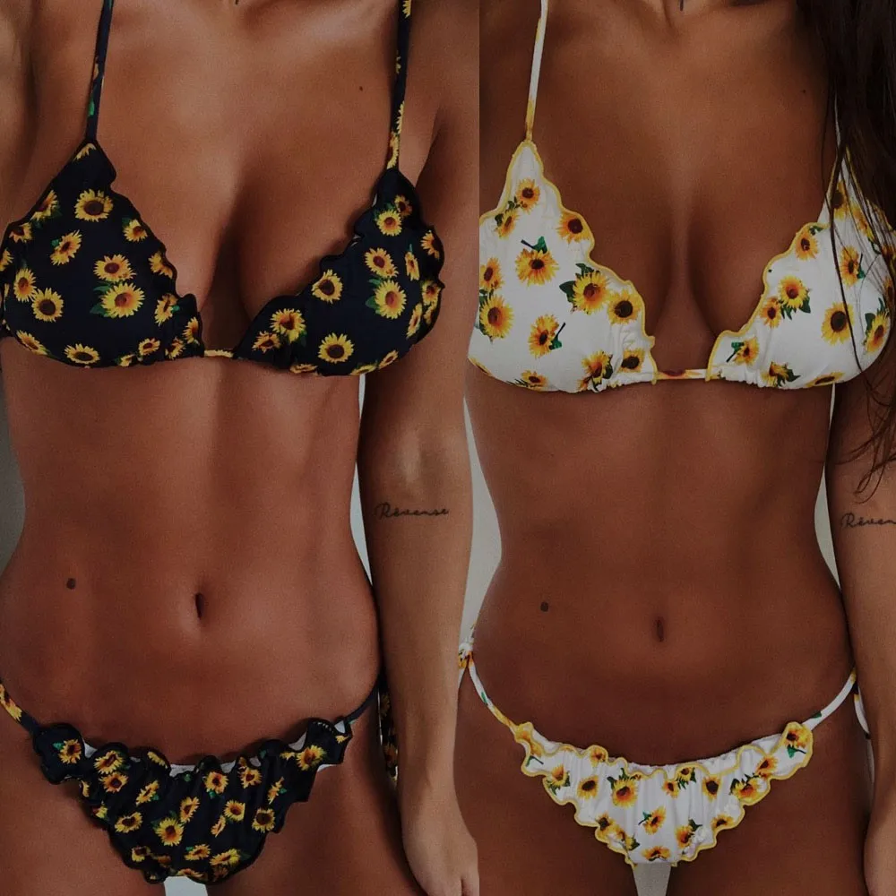

Women Swimwear Print Sunflower Set Brazilian Sexy Two-piece Bikinis Tankini Swimwears Boys Swim Trunks Size 16/18 Boys Swim Vest