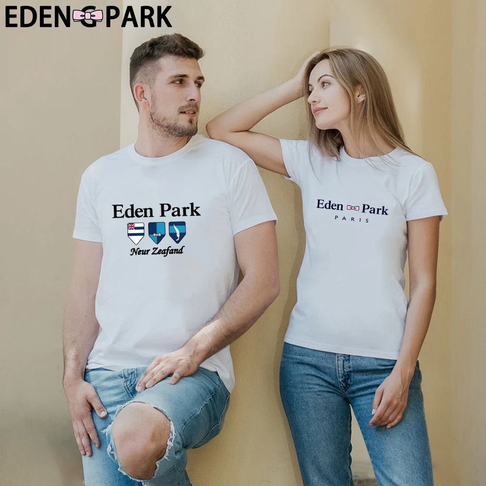 

EDENG PARKMALL Summer Couples T-shirt Fashion Print Lovers Oversized Casual Men's Top Woman Clothes Streetwear Cotton Tees