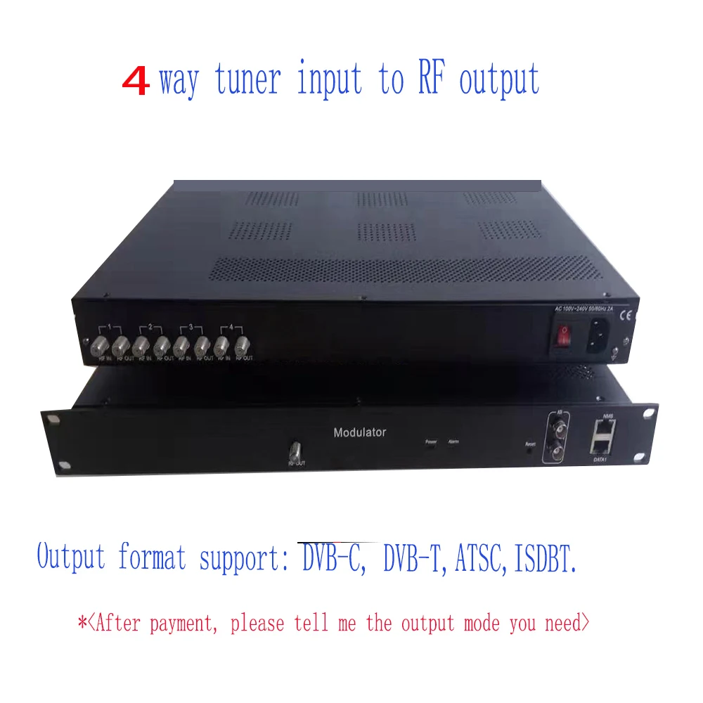 

4-Channel Tuner To RF Output, DVB-S/DVB-C/DVB-T/ISDBT/ATSC Input To DVB-C/DVB-T/ISDBT/ATSC Output, TV System Front-end Equipment