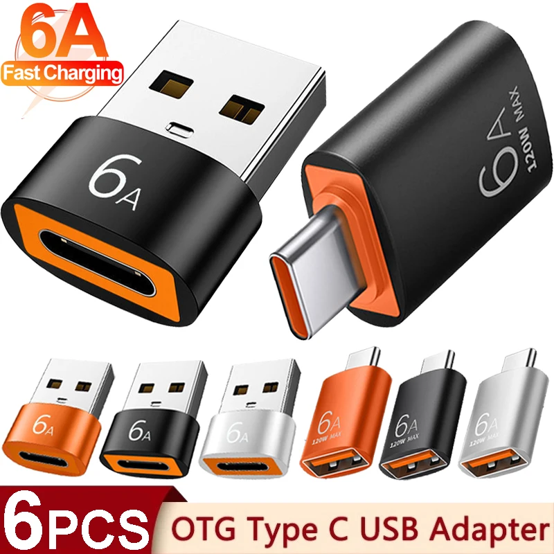 

6A USB To Type-C and TypeC to USB OTG Converter USB 3.0 Adapter for Samsung Xiaomi PC MacBook Pro USB C Charging Connector